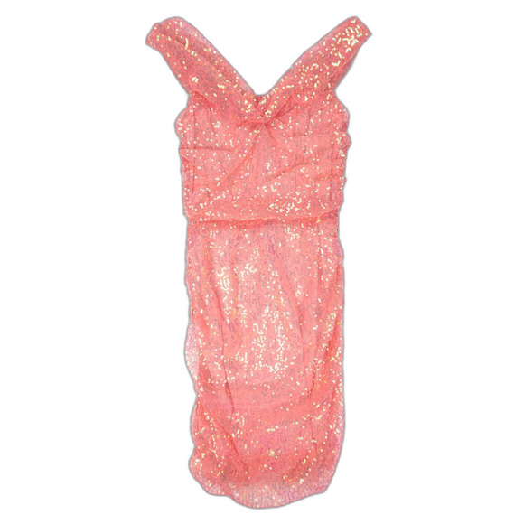 NEW Lucy in The Sky Iridescent Sequin Off Shoulder Dress Coral Sequin Y2k Fairy - Picture 1 of 6
